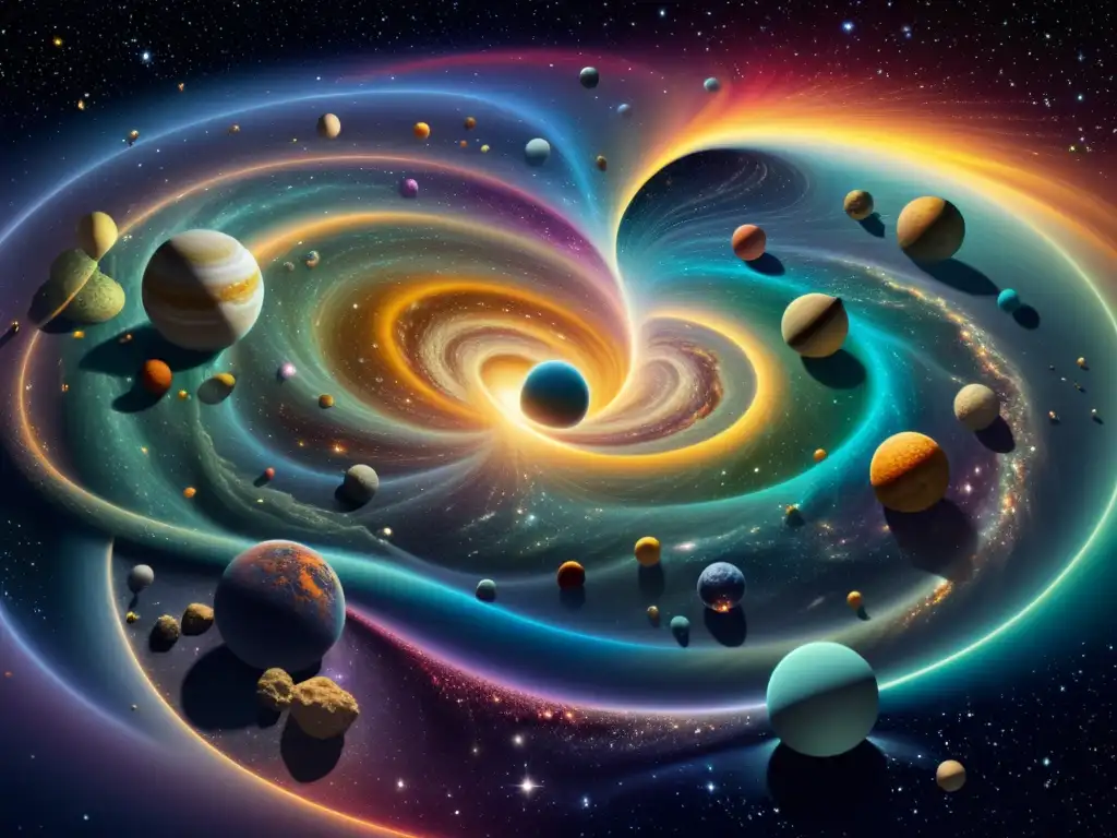 Red de universos entrelazados: un tapiz cósmico de asombro Una asombrosa estructura de múltiples universos entrelazados, invitando a explorar la computación cuántica cosmica