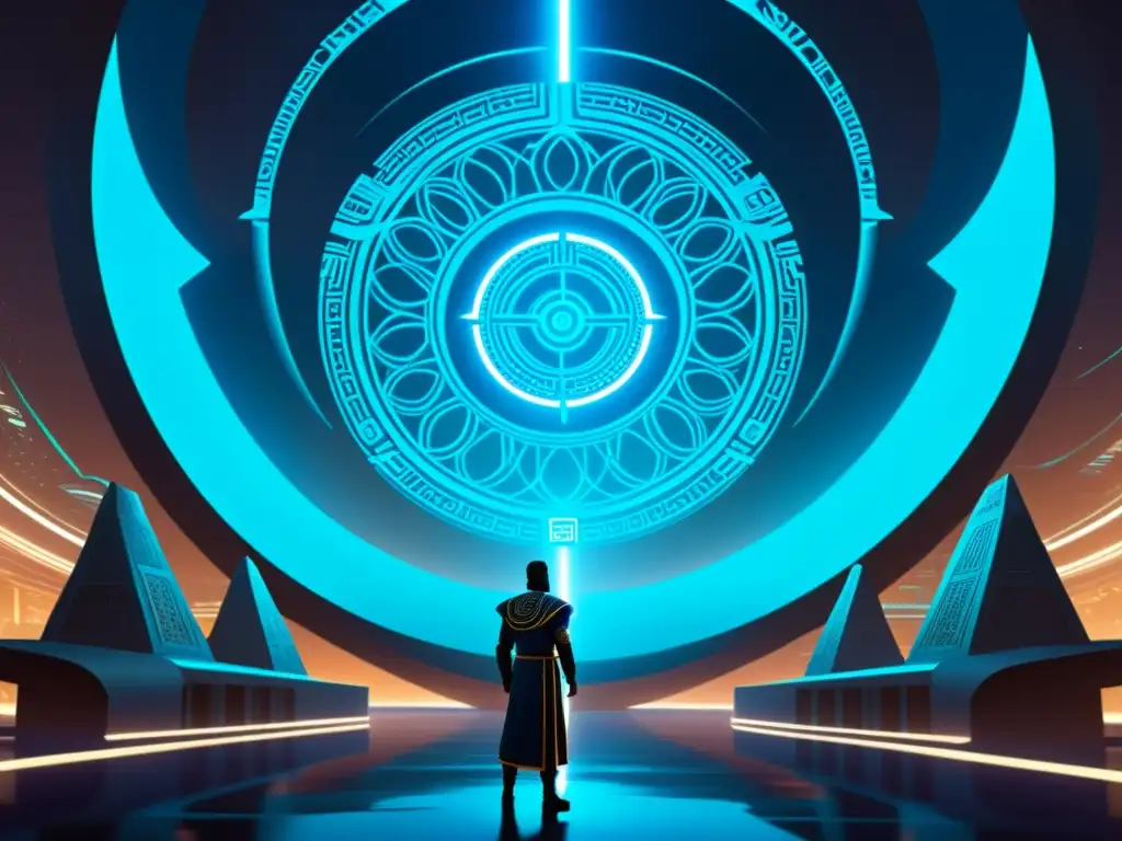 Arte digital de civilización antigua con tecnología futurista Descubre una civilización antigua con tecnología futurista y viajes temporales en civilizaciones antiguas