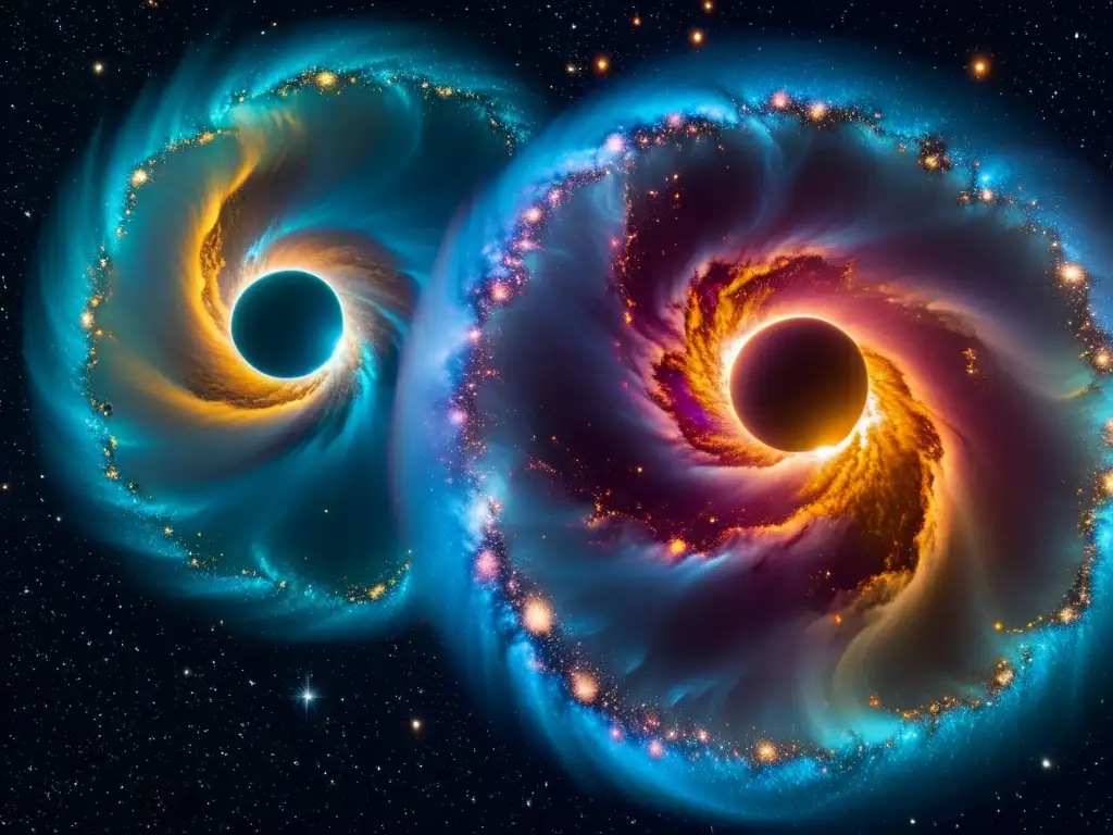 Colisión cósmica: universos en 8k Colisión cósmica de destinos en universos paralelos, con galaxias, polvo estelar y nebulosas vibrantes