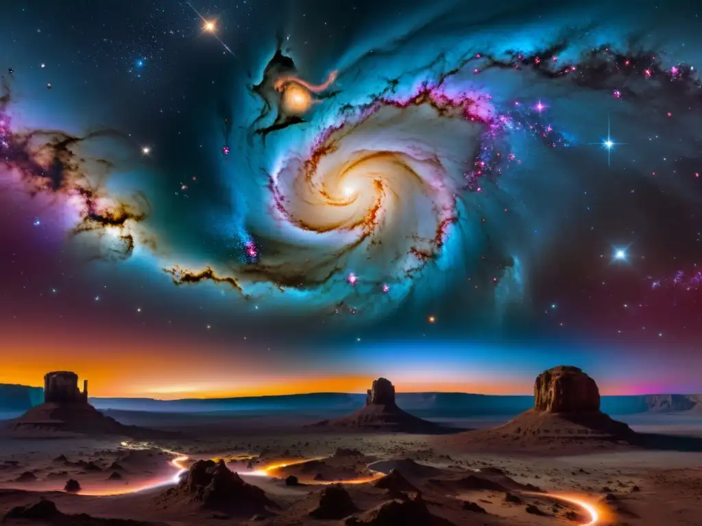 Portales Cósmicos: Viajes entre Universos Paralelos Espectacular paisaje cósmico con galaxias, estrellas y nebulosas, evocando la teoría inflación cósmica universos paralelos