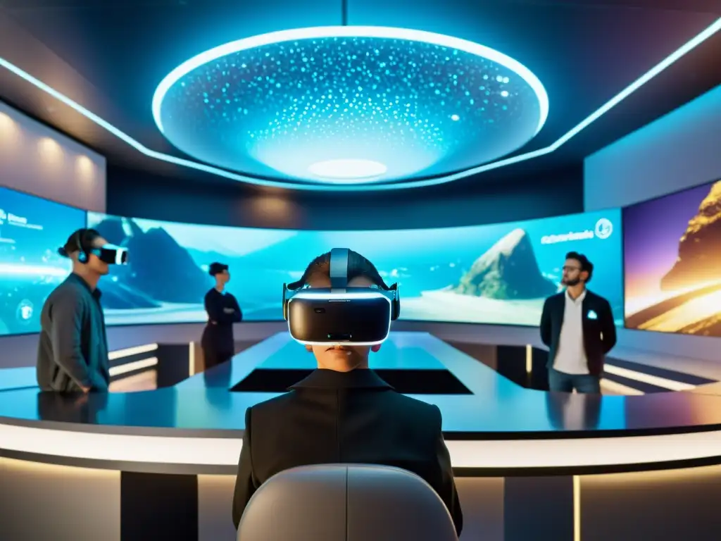 Clase futurista: Viaje interdimensional en realidad virtual Estudiantes inmersos en viaje interdimensional con recursos didácticos para viajes interdimensionales