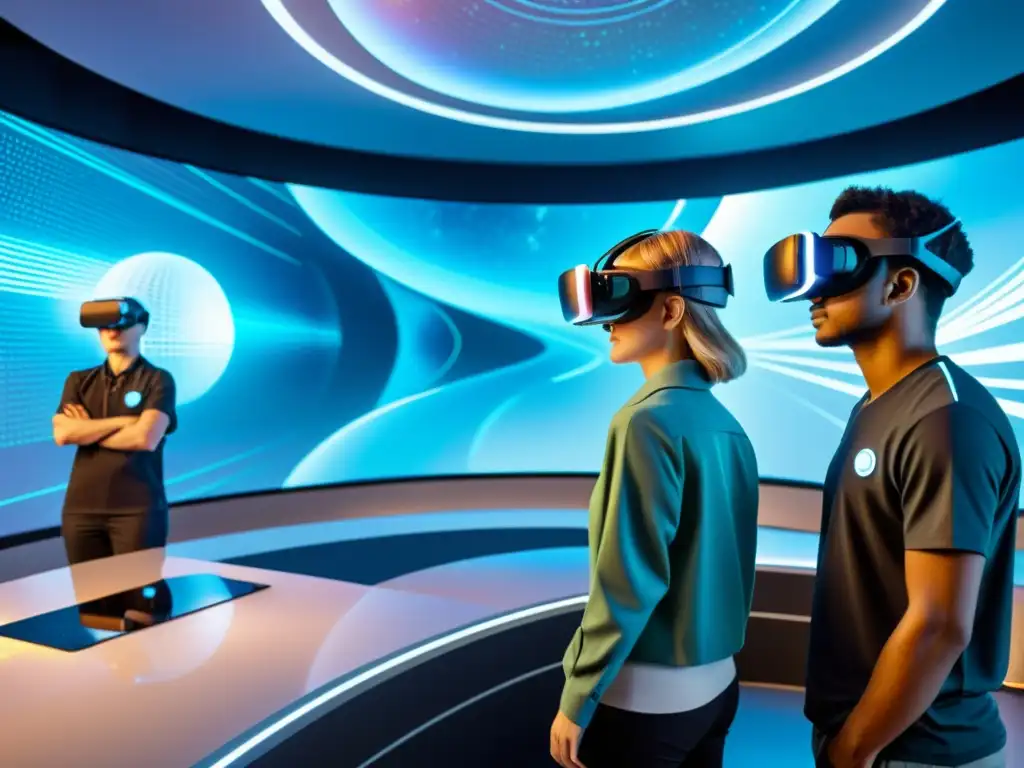 Aventura interdimensional en aula futurista Estudiantes exploran universos alternos con tecnología en aula futurista