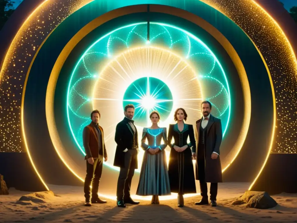 The Nevers: Personajes en portal interdimensional Un grupo de personajes de 'The Nevers' frente a un portal brillante, mostrando sus poderes sobrenaturales en universos paralelos