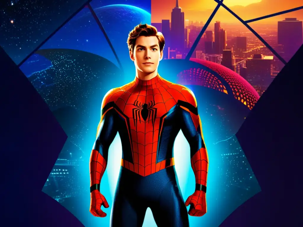 Spider-Men del Multiverso: Unión de Realidades Una imagen impactante del Multiverso Marvel: Peter Parker en distintos trajes de Spider-Man, rodeado de portales cósmicos y realidades superpuestas