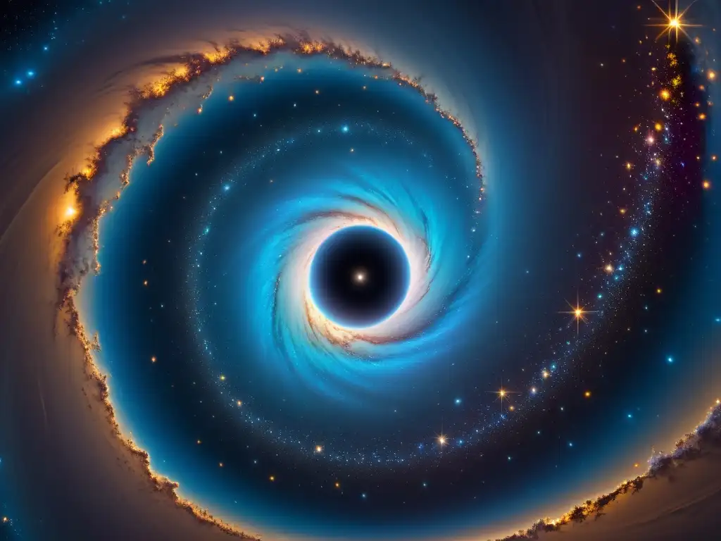 Portal cósmico: Viaje a otra dimensión Una impresionante imagen de un agujero de gusano iridiscente en el cosmos, evocando teorías científicas de viajes interdimensionales