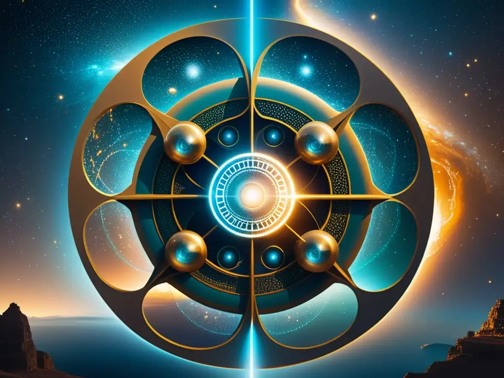Portales interconectados: mundos paralelos Un intrincado y deslumbrante entramado de portales translúcidos, rodeados de símbolos brillantes y energía resplandeciente