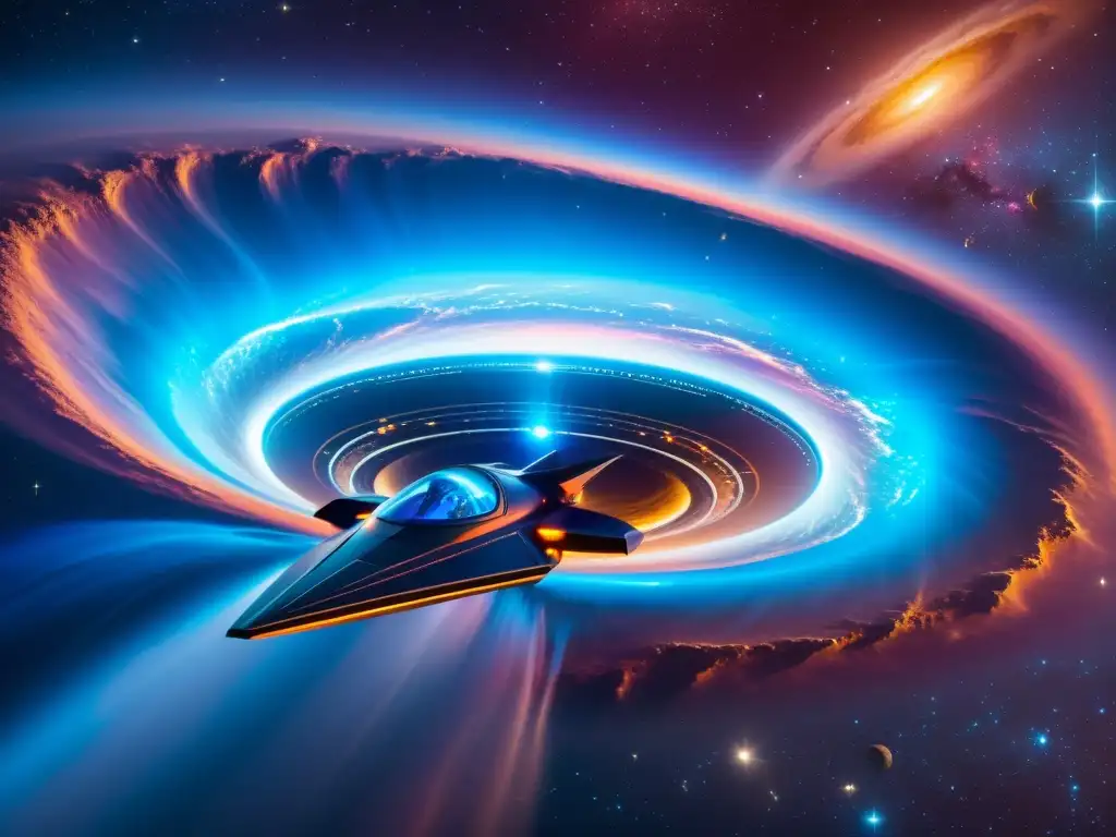 Nave espacial futurista surcando nebulosa cósmica Una nave espacial futurista surca un nebulosa cósmica, emitiendo energía asombrosa