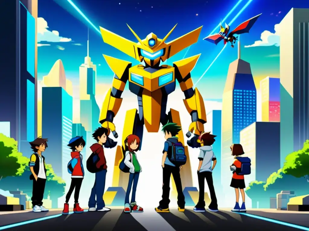 Digimon: Explorando Universos Paralelos en la Ciudad Futurista Los personajes de Digimon y sus Digimon partners en diferentes universos futuristas