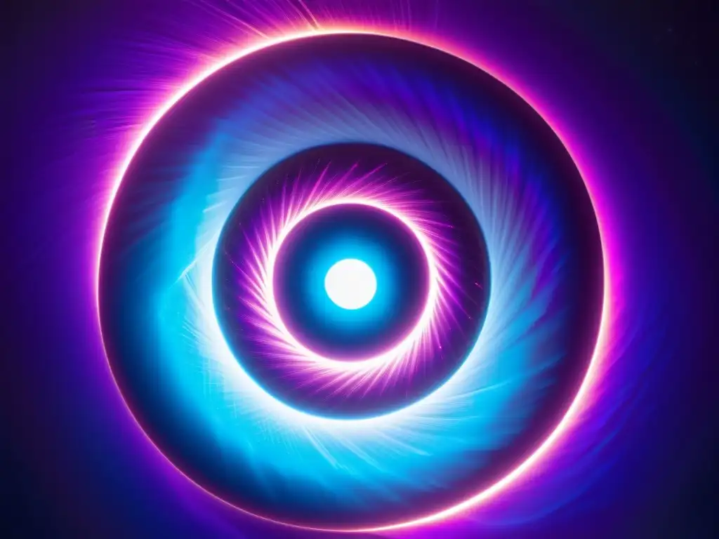 Portal dimensional: un vórtice de realidades paralelas Un portal multidimensional resplandece con energía intensa y colores vibrantes, evidencia universos paralelos física cuántica