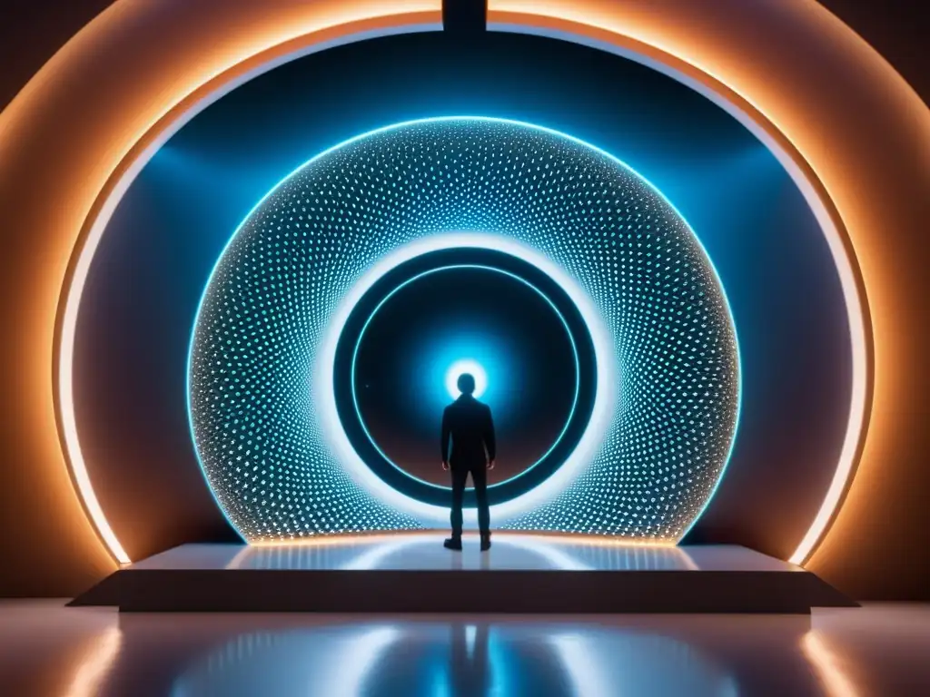 Portal cuántico multidimensional en laboratorio futurista Un portal multidimensional con energía y luz, rodeado de tecnología avanzada en un laboratorio futurista