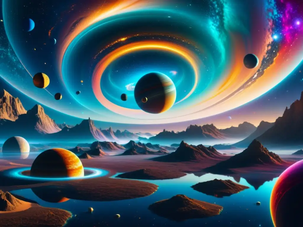 Explorando el multiverso: ilustración ultradetallada en 8k Descubre la teoría del multiverso con esta ilustración 8k detallada de múltiples universos