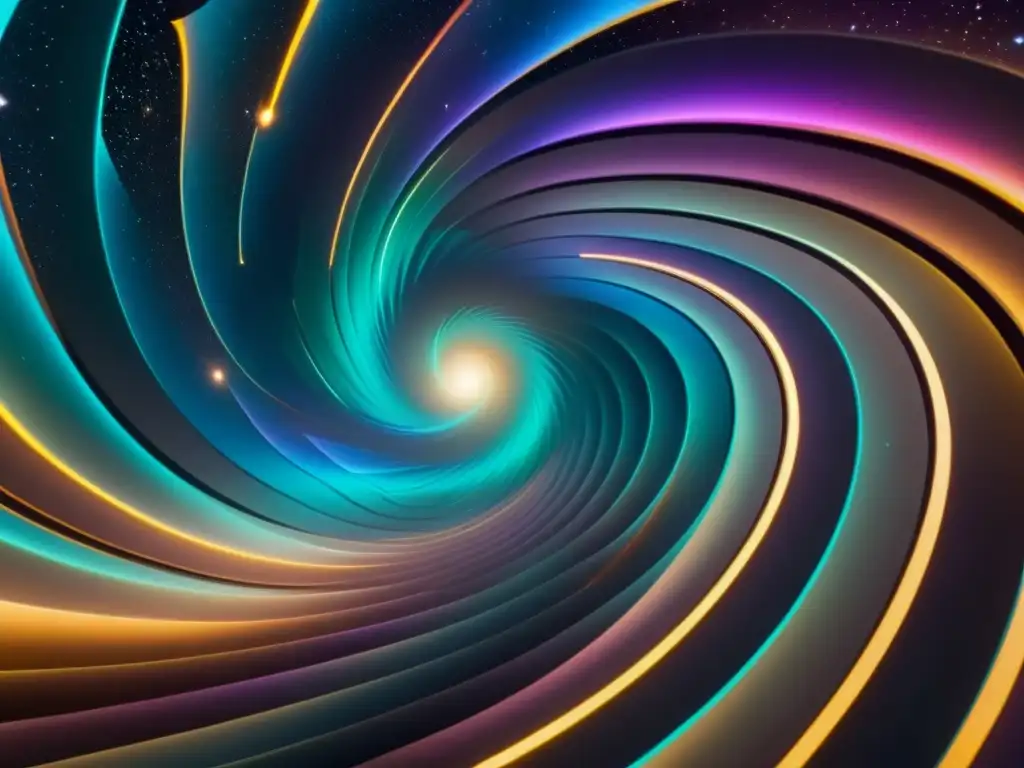 Portal espaciotemporal futurista: túnel iridiscente de 8k Un túnel espaciotemporal futurista con energía iridiscente y distorsión visual, para explorar el uso potencial de materia exótica