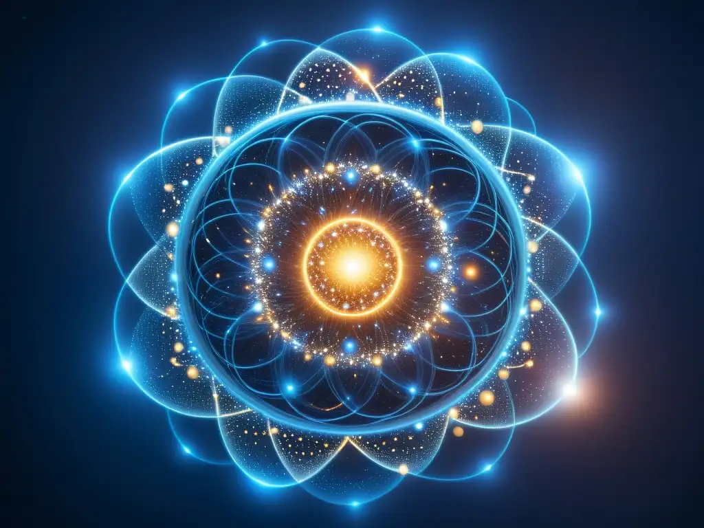 Universo cósmico: red de nodos brillantes y misteriosos en 8k Universo programado por entidades de otra dimensión, red cósmica de nodos luminosos en azules y morados
