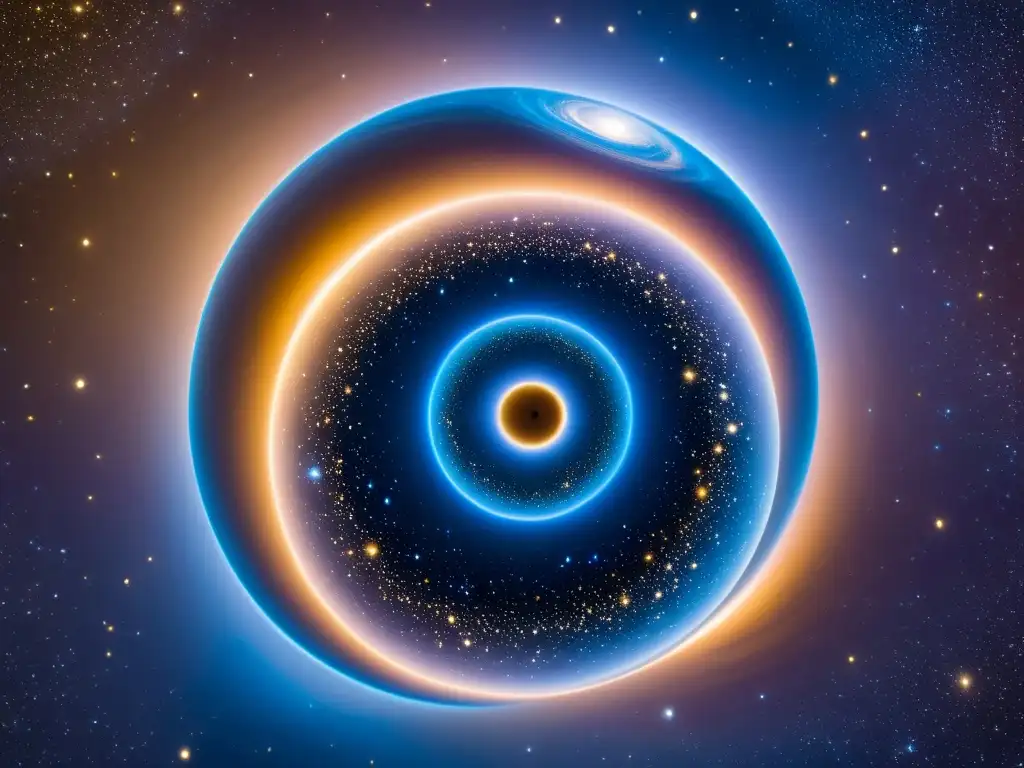 Universos paralelos en miniatura, burbujas de energía con galaxias y estrellas en un vasto vacío cósmico