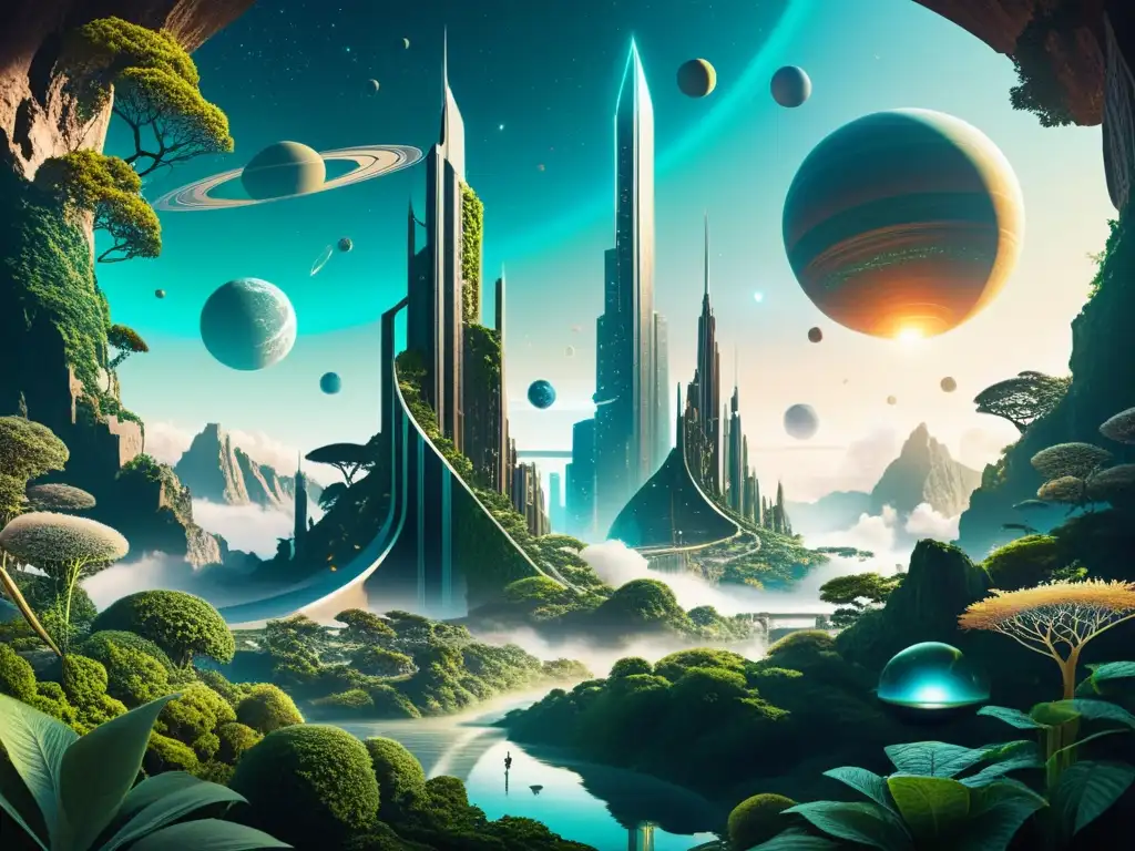 Universos paralelos en 'Paranoia Agent': Intrincada ilustración digital que muestra múltiples realidades interconectadas por portales brillantes