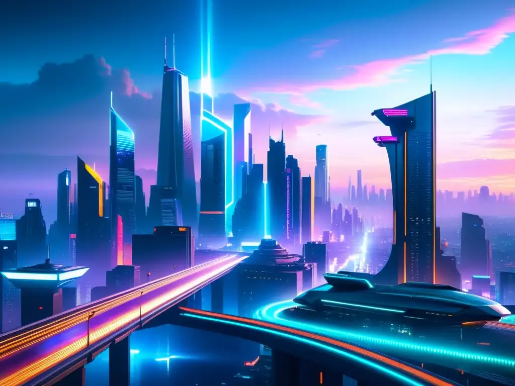 Metrópolis futurista en 8k: al estilo Blade Runner 2049 Vista detallada de una futurista ciudad, reflejando la identidad en Blade Runner 2049 con rascacielos, hologramas y una atmósfera distópica