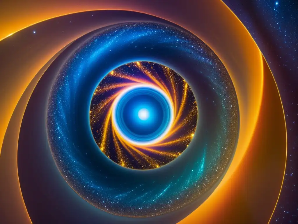 Vórtice de energía iridiscente en el espacio Vórtice de energía iridiscente en el cosmos, con materia exótica distorsionando el espacio